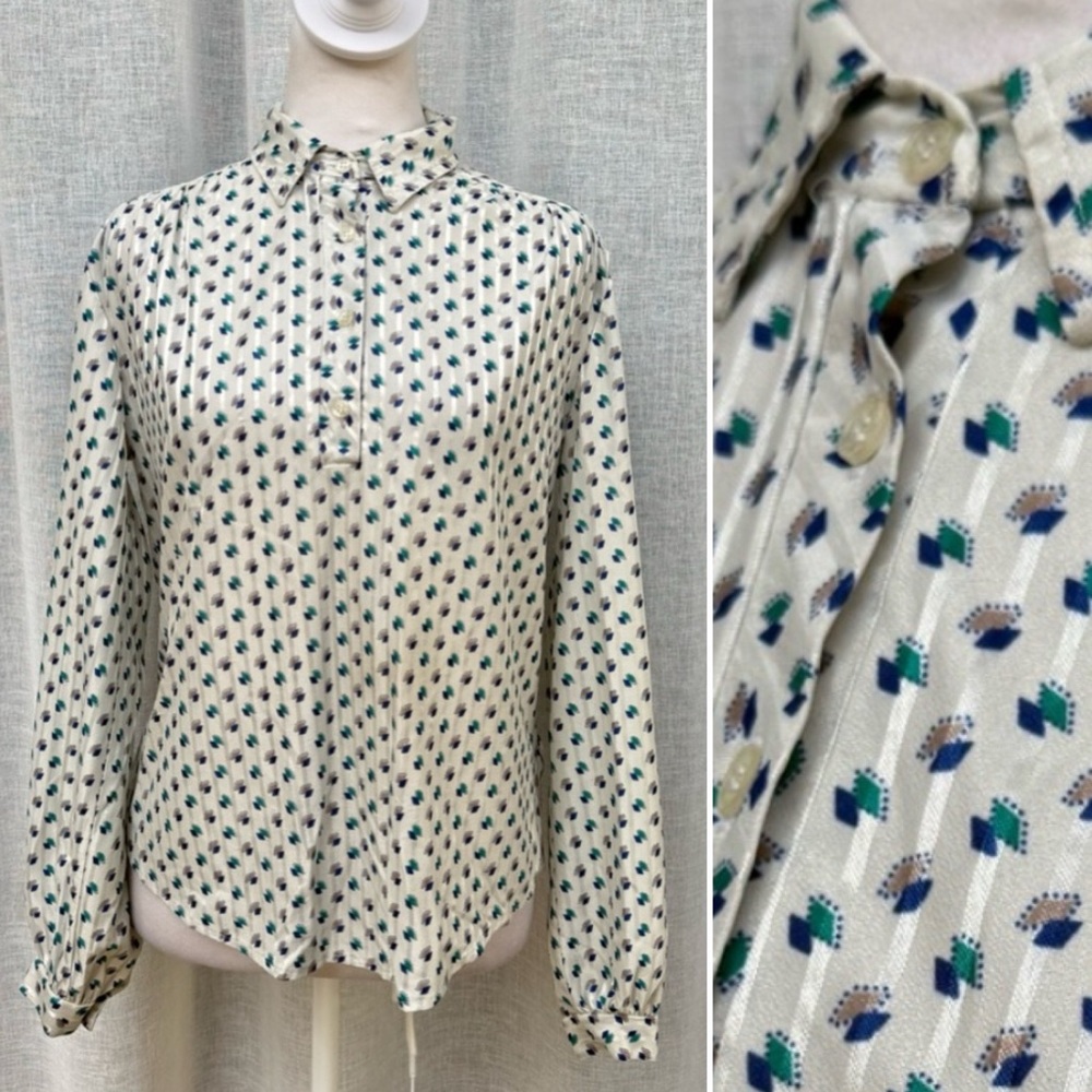 1970 Cape Cod Match Mates geometrical pattern brocade blouse